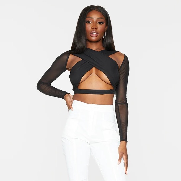 PrettyLittleThing Tops - PLT Black Mesh Top